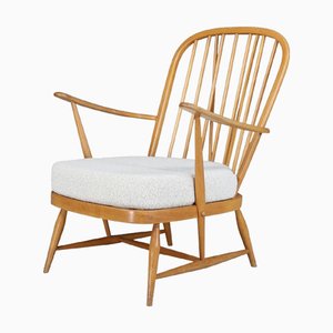 Windsor Lounge Chair in Blonde Beech and Elm with New Bouclé Fabric from Ercol, 1960s