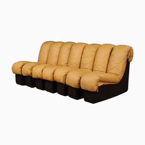 DS-600 Snake Sectional Sofa in Tan Leather attributed to Ueli Berger for de Sede, 1972, Set of 7