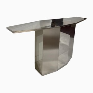 Italian Console Table in Polished Steel, 1980s