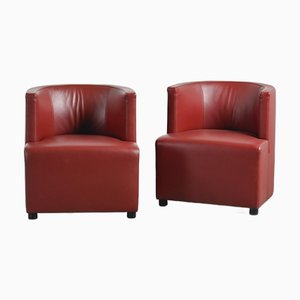 Set of Vintage Red Leather Chairs by Wittmann, 1990s