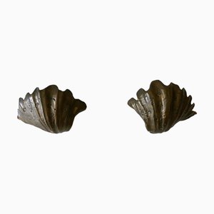 Mid-Century Modern Sea Shell Sconces in Cast Bronze, 1960s, Set of 2