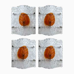 Apliques de cristal de Murano de Toni Zuccheri para Mazzega, años 70. Juego de 2