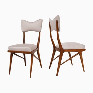 Vintage Italian Papillon Back Chairs in Light Pink Satin by Ico Parisi for Ariberto Colombo, 1950s, Set of 2