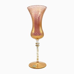 Calice da collezione in vetro soffiato con riflessi dorati di Murano per Murano