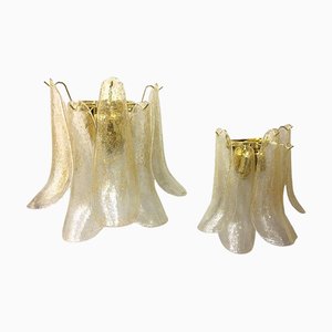 Clear-Gold Petali Murano Glass Wall Sconces by Simoeng, Set of 2