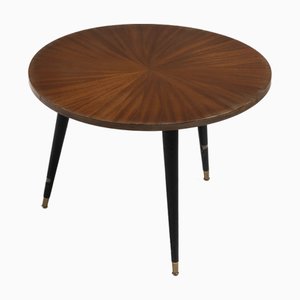 Vintage Coffee Table in Wood Veneer and Bronze, 1950s