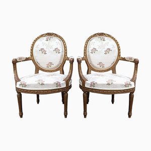 Cabriolet Sessel im Louis VIi Stil aus vergoldetem Holz