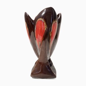 Handgefertigte Vintage Vase aus glasierter Keramik, 1960er