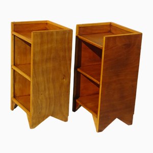 Light Wood Bedside Tables with Top Edges, 1990s, Set of 2
