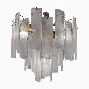 Venied-White Listelli Alabastro Murano Glass Style Chandelier by Simoeng