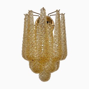 Vintage Amber Glass Petals Drop Wall Sconces, 1990, Set of 2