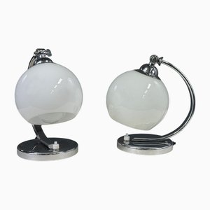 Art Deco Chrome Table Lamps, 1930s, Set of 2
