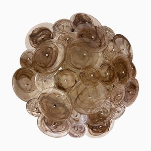 Venied-Brown Disks Murano Glass Style Flush Mount by Simoeng