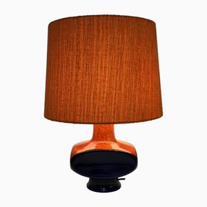 Fat Lava Table Lamp with Bright Glossy Glaze in Orange-Blue, 1960s