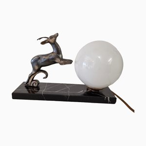Lampada Art Deco con gazzella, Francia, anni '20