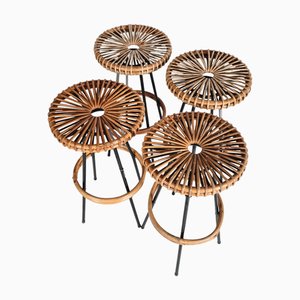 Rattan Barstool by Dirk Van Sliedrecht for Rohé Noordwolde, 1950s