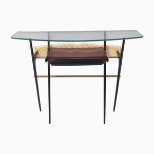 Vintage Ebonized Beech and Glass Console Table, 1950s