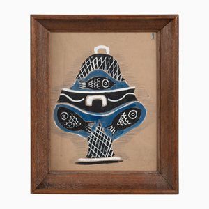 Marc Cavell, Composición, 1954, Gouache, Enmarcado