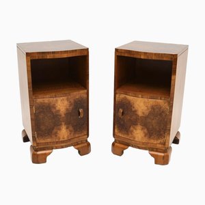 Comodini Art Deco in noce, anni '30, set di 2