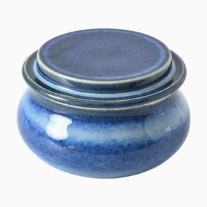 Blau glasierte Studio Keramikdose von Katarina Gustafsson, 2002