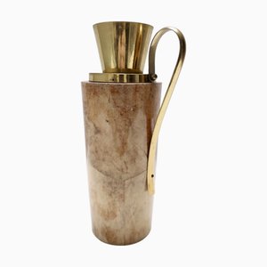 Vintage Turned Beech and Parchment Thermos or Jug by Aldo Tura for Macabo, Italy, 1960s