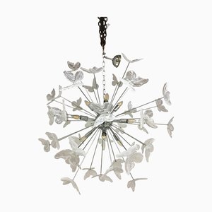Lustre Sputnik Papillon Blanc en Verre Murano par Simoeng