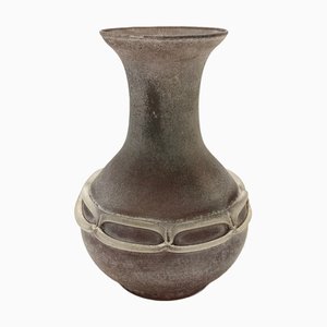 Vase Postmoderne en Verre Scavo Marron Moulé à la Main attribué à Gino Cenedese pour Seguso Vetri d'Arte, Italie, 1980s