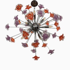 Lustre Sputnik Fleurs en Verre Murano par Simoeng, Italie