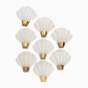 Skandia Coquille Wandlampe aus Messing & Glas von Asea, 1940