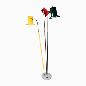 Mid-Century Modern Italian Red Green and Yellow Floor Lamp, 1950