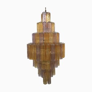 Murano Glass Amber and Violet Tronco Chandelier by Simoeng