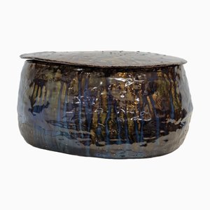 Handmade Ceramic Glazed Bowl with Lid, 2000s