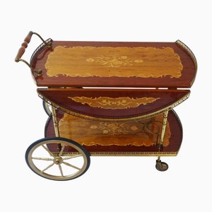 Carrello bar vintage, Germania, con intarsi intarsiati