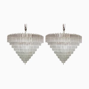 Klare Triedro Murano Glas Kronleuchter von Simong, 2er Set
