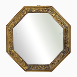 Art Nouveau Octagonal Brass Mirror, 1930s