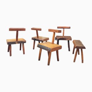 Handgefertigte französische Vintage Stühle, 1960er, 5er Set
