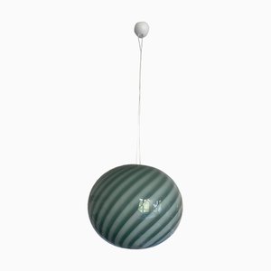 Lampe à Suspension Ovale Verte et Blanche en Verre de Murano par Simoeng, Italie