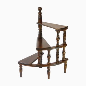 Vintage Library Stairs with Carved Columns