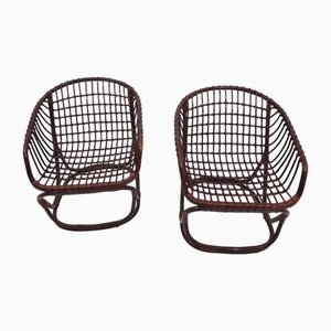 Set of Rotan Chairs by Tito Agnolie for Bonacina, 1960s
