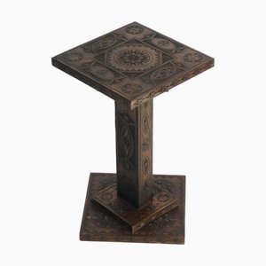 Petit Piédestal Antique en Bois Sculpté à la Main, Pays-Bas