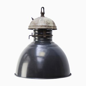 Lámpara de pie industrial francesa vintage esmaltada
