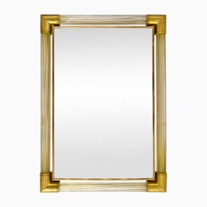Handcrafted Rectangular Mirror in Murano Glass and Brass by Bottega Veneziana