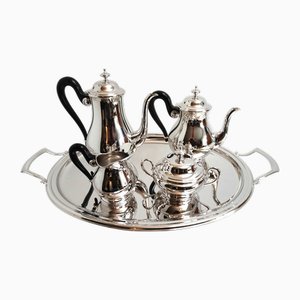 Service à Café Ancien en Plaqué Argent avec Plateau par Otto Wiskemann, 1940s, Set de 5