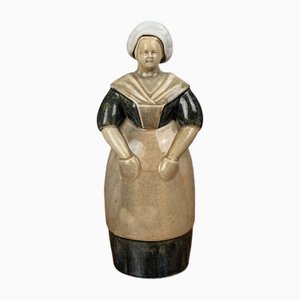 Anthropomorphic Ceramic Liqueur Bottle of Berrichonne Shepherdess by Denbac for Noyer, 1940s
