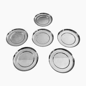 Silver Metal Coasters by Lino Sabattini for Argenterie Sabattini, Italy, Set of 6