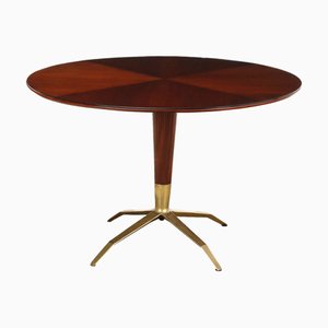 Table Vintage en Placage d'Acajou et Laiton, 1950s