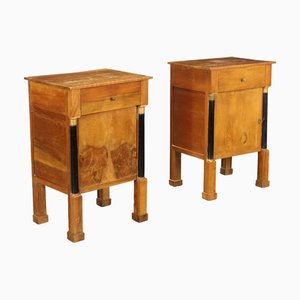 Tables de Chevet Période Empire en Noyer, Set de 2