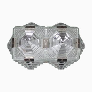 Brutalist Glass Wall Light attributed to Kamenicky Senov, Former Czechoslovakia, 1970s