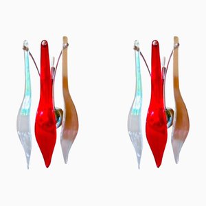 Large Wall Lights in Murano Glass, 2000, Set of 4