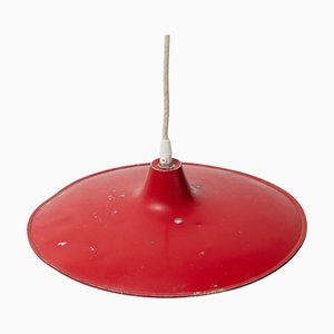 Lampada a sospensione antica in metallo laccato rosso, Francia